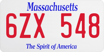 MA license plate 6ZX548