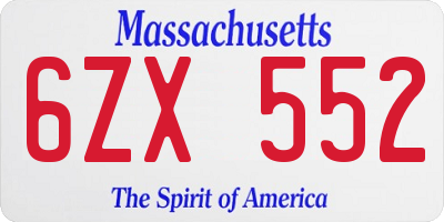 MA license plate 6ZX552