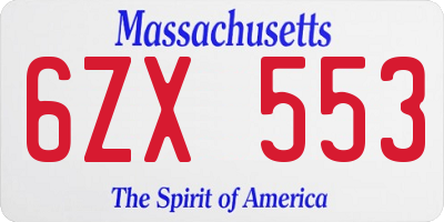 MA license plate 6ZX553