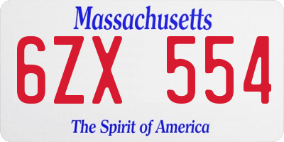 MA license plate 6ZX554