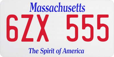 MA license plate 6ZX555
