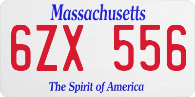 MA license plate 6ZX556