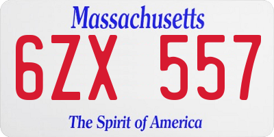 MA license plate 6ZX557