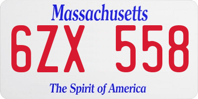MA license plate 6ZX558