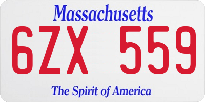MA license plate 6ZX559