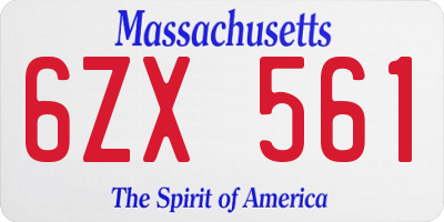 MA license plate 6ZX561