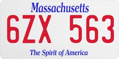 MA license plate 6ZX563
