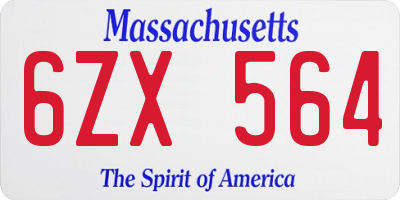 MA license plate 6ZX564