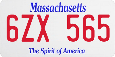 MA license plate 6ZX565