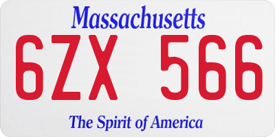 MA license plate 6ZX566
