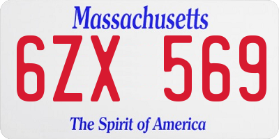MA license plate 6ZX569
