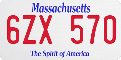 MA license plate 6ZX570