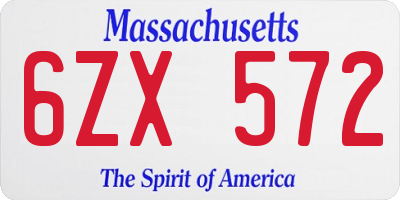 MA license plate 6ZX572