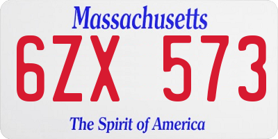 MA license plate 6ZX573