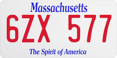 MA license plate 6ZX577