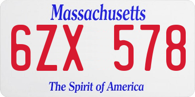 MA license plate 6ZX578