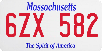 MA license plate 6ZX582