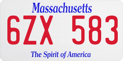 MA license plate 6ZX583