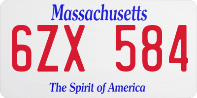 MA license plate 6ZX584