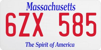 MA license plate 6ZX585