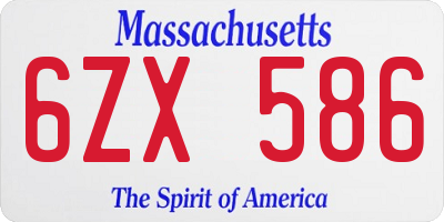 MA license plate 6ZX586