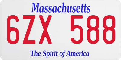 MA license plate 6ZX588