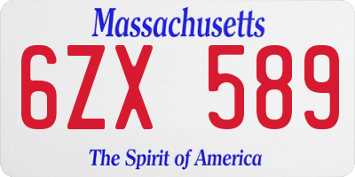 MA license plate 6ZX589