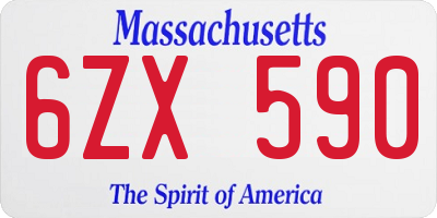 MA license plate 6ZX590