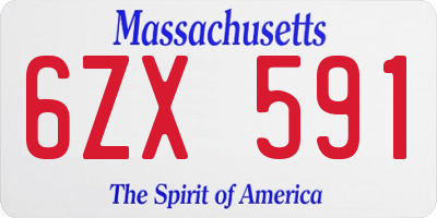 MA license plate 6ZX591