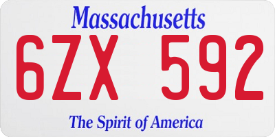 MA license plate 6ZX592