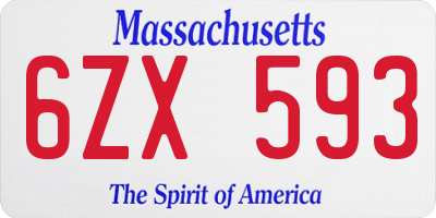 MA license plate 6ZX593