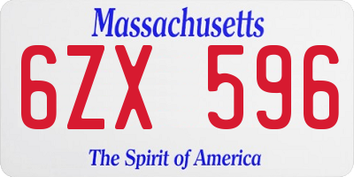 MA license plate 6ZX596