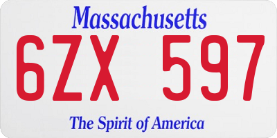 MA license plate 6ZX597