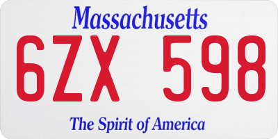 MA license plate 6ZX598