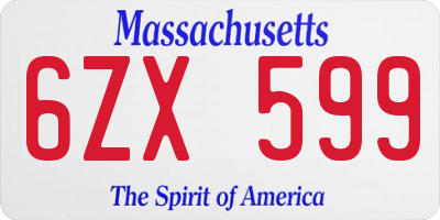 MA license plate 6ZX599