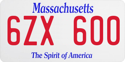 MA license plate 6ZX600
