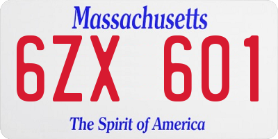 MA license plate 6ZX601