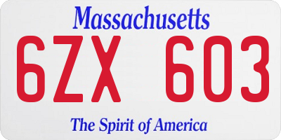 MA license plate 6ZX603