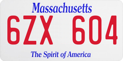 MA license plate 6ZX604
