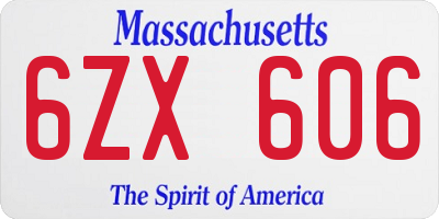 MA license plate 6ZX606