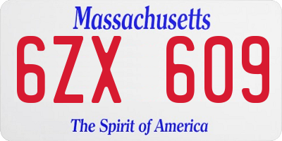 MA license plate 6ZX609