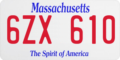 MA license plate 6ZX610