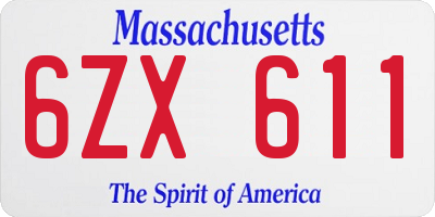 MA license plate 6ZX611