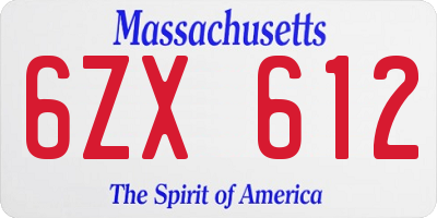 MA license plate 6ZX612