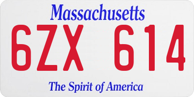 MA license plate 6ZX614