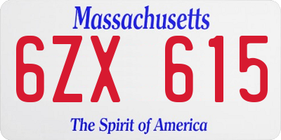 MA license plate 6ZX615