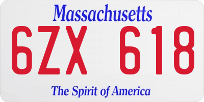 MA license plate 6ZX618