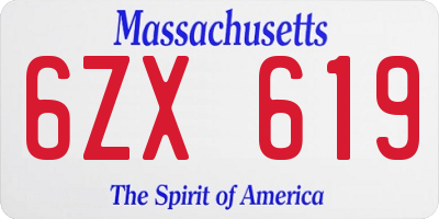 MA license plate 6ZX619