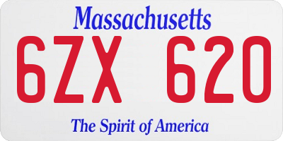 MA license plate 6ZX620