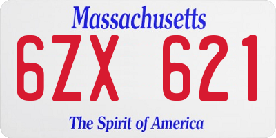MA license plate 6ZX621